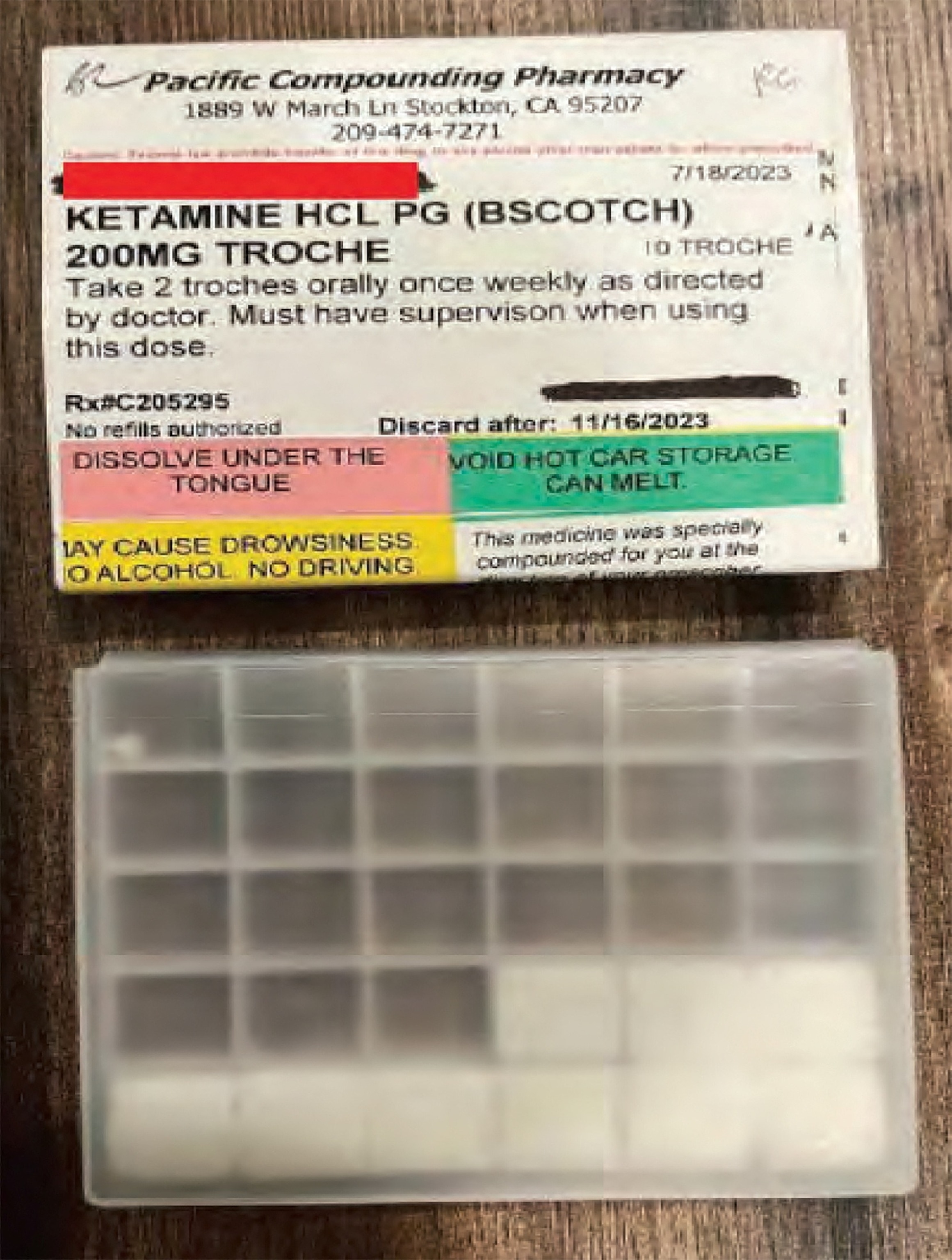 PHOTO: A redacted undated photograph in a Grand Jury charging document shows what is described as a fraudulent prescription for ketamine